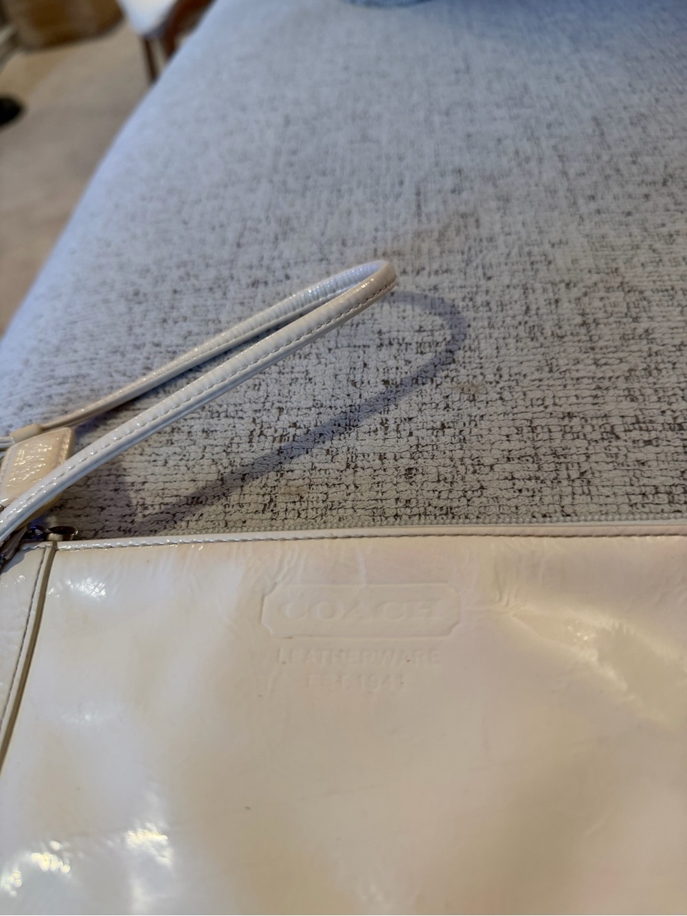 Coach Vintage Rare Cream Patent Leather Wristlet/Mini Purse 8.5x4.5 - Picture 11 of 11